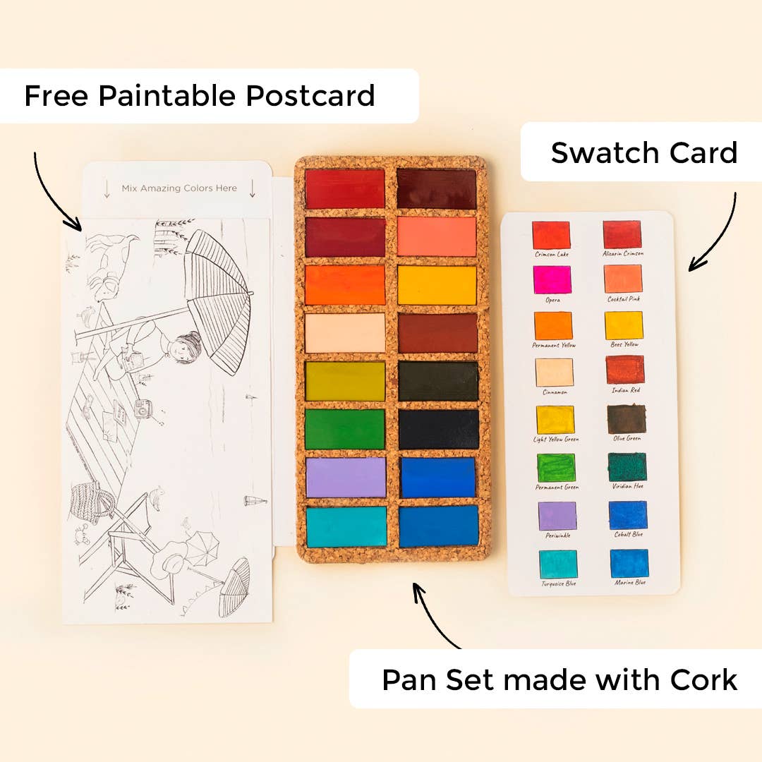 Spring Watercolor Pans Set - 16 Watercolors