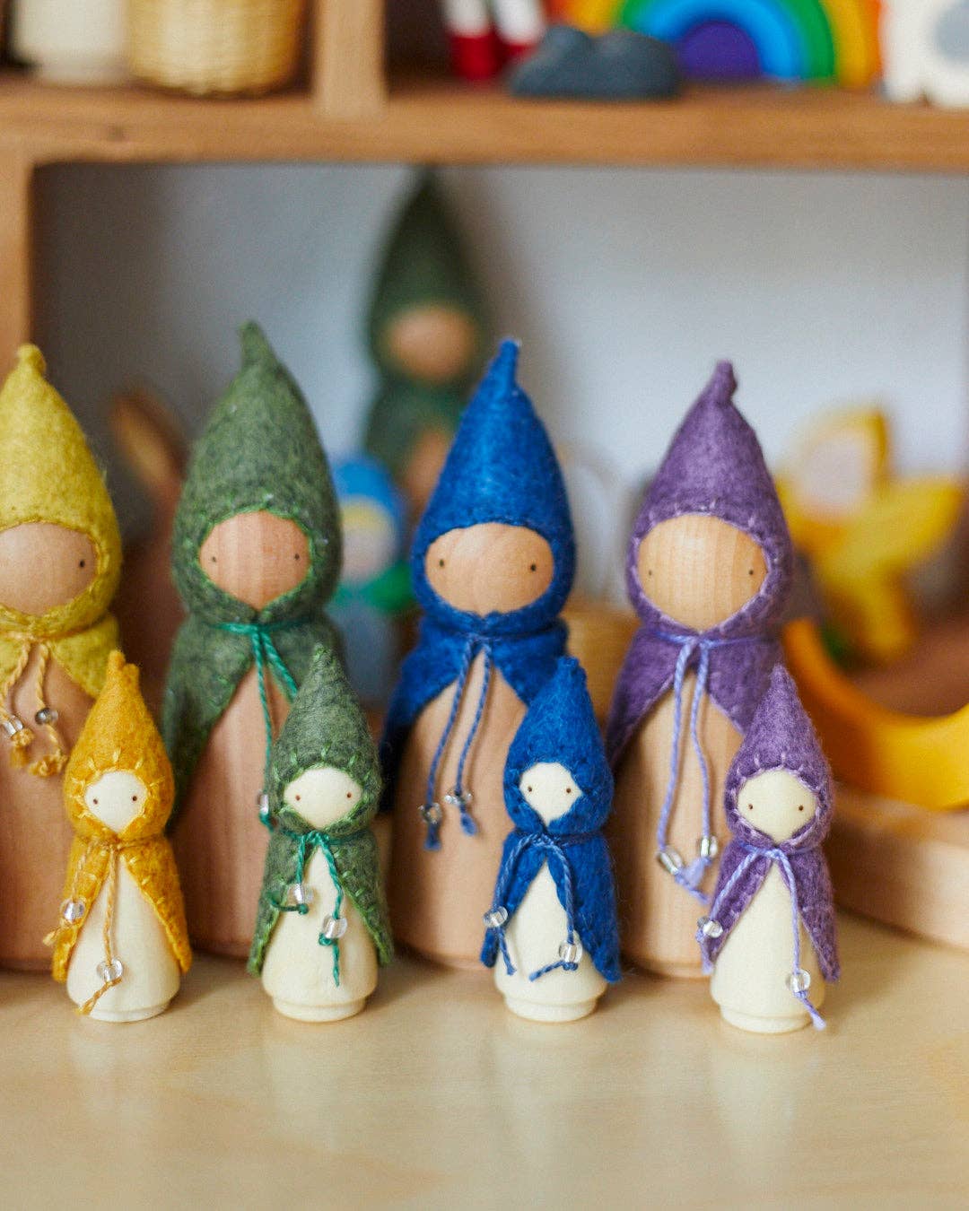 Wooden Gnome Set of 6 - Mini Rainbow