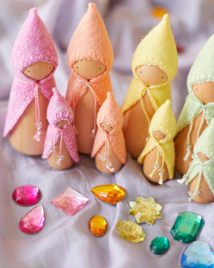 Wooden Gnome Set - Mini Pastel Rainbow
