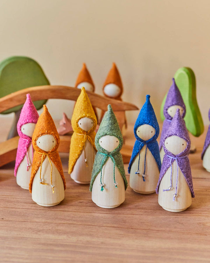 Wooden Gnome Set of 6 - Rainbow