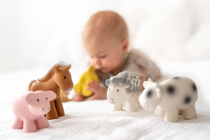 Horse Natural Organic Rubber Teether, Rattle &amp; Bath Toy