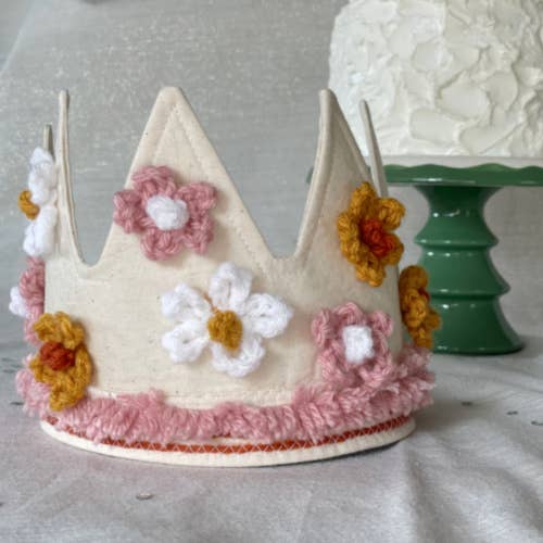Boho Flower Fabric Birthday Crown