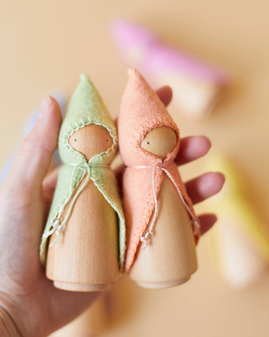 Wooden Gnome Set of 6 - Pastel Rainbow