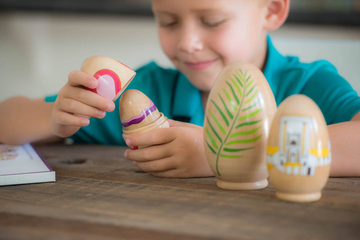The Easter Story Egg - Wooden Nesting Eggs &amp; Book