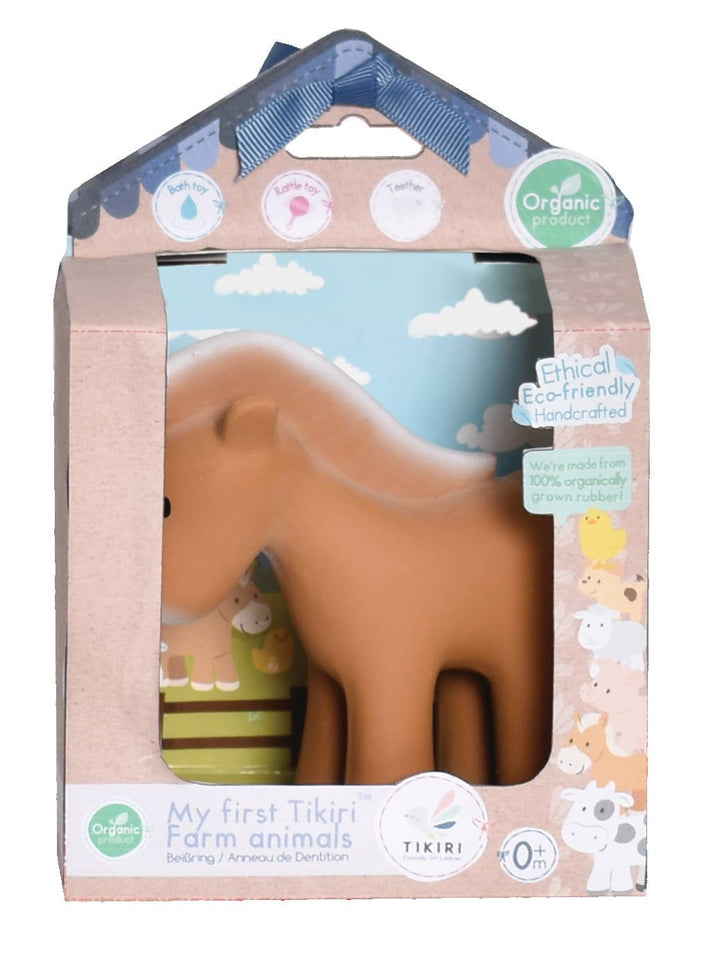 Horse Natural Organic Rubber Teether, Rattle &amp; Bath Toy
