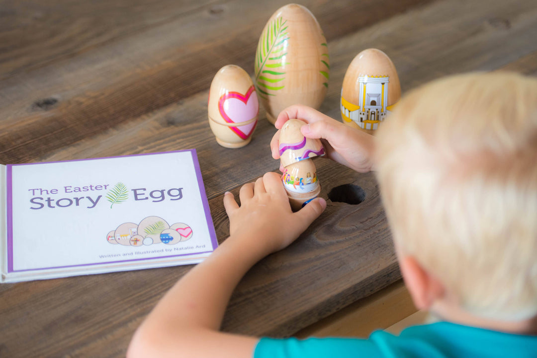 The Easter Story Egg - Wooden Nesting Eggs &amp; Book