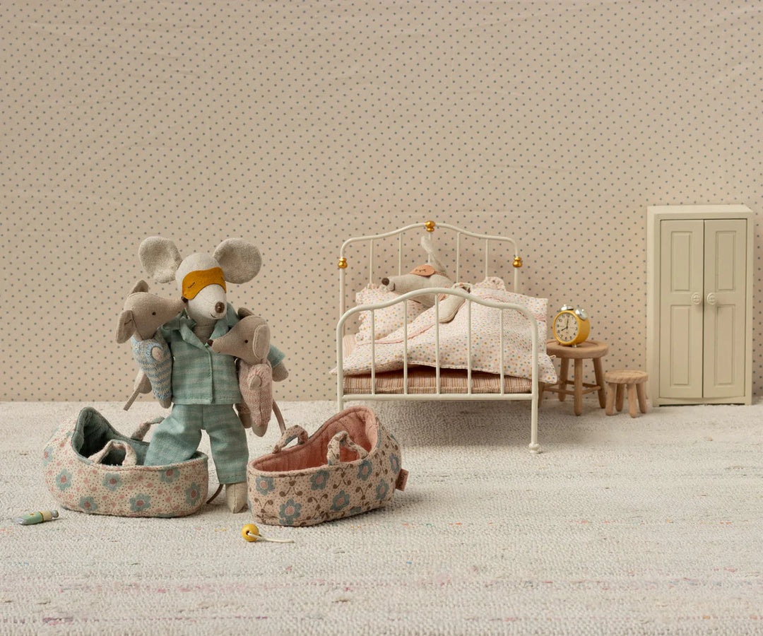 Baby Mouse in Carry Cot - Blue by Maileg