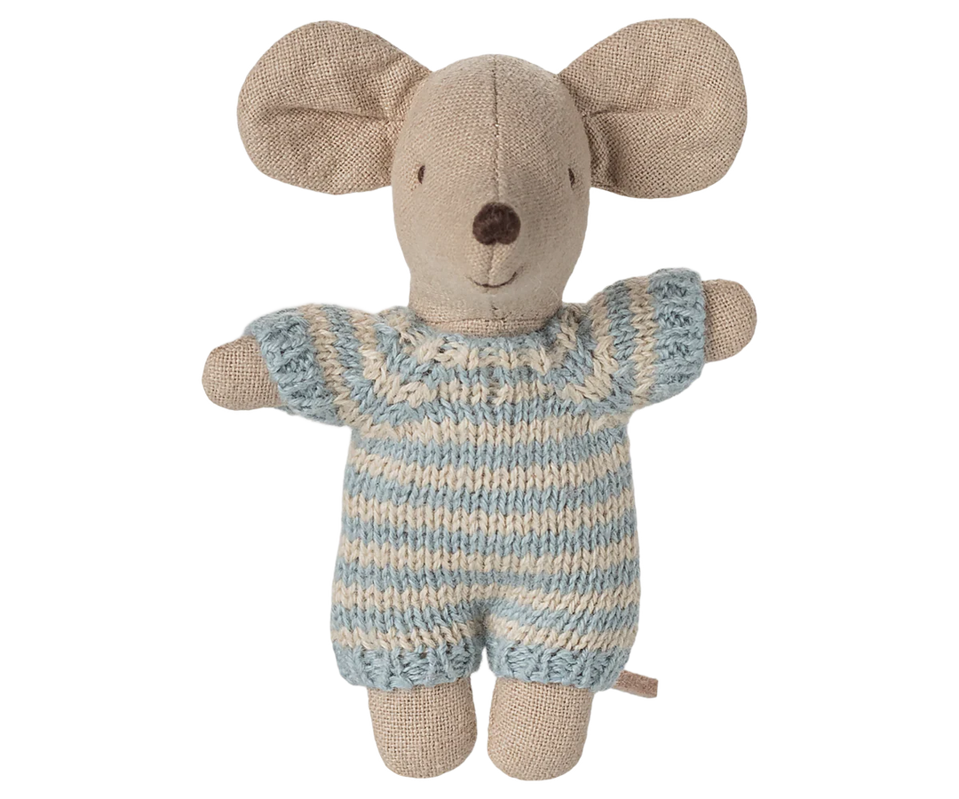 Baby Mouse in Carry Cot - Blue by Maileg