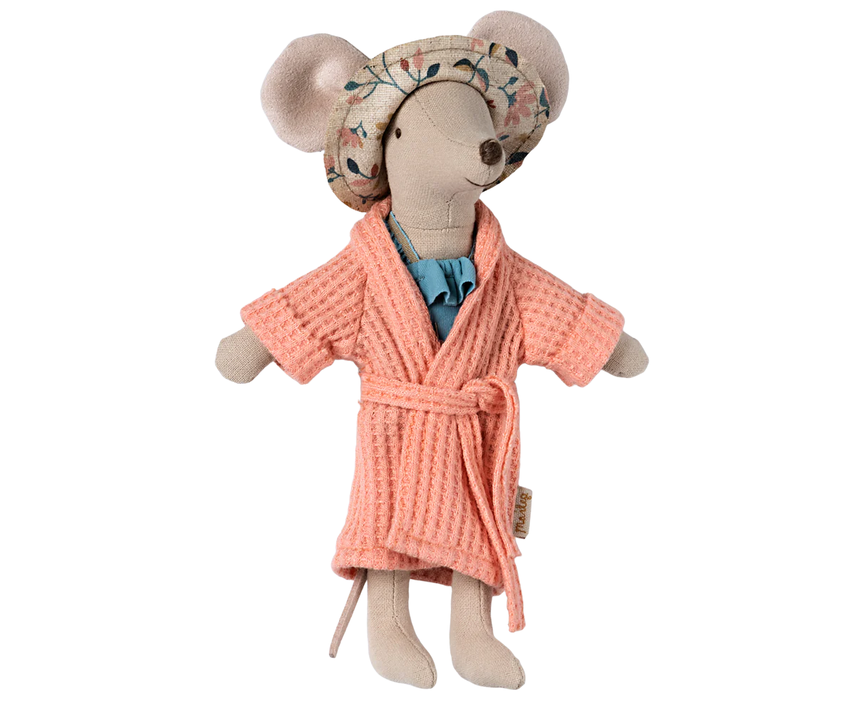 Bathrobe for Maileg Mouse in Coral, Mum & Dad