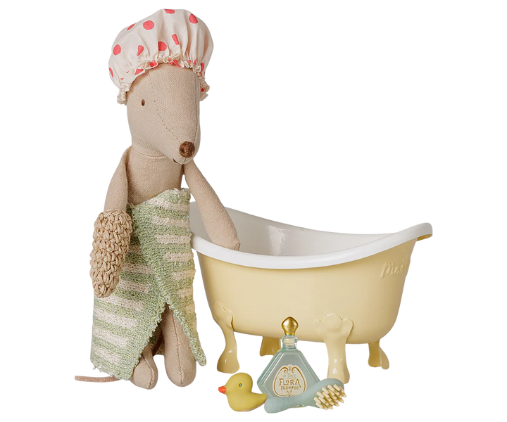 *Preorder* Maileg Bathtub Set, Mouse - Yellow (estimated arrival mid October)