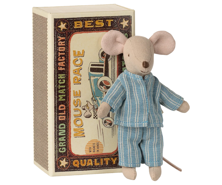 Maileg Big Brother Mouse in Matchbox - blue pyjamas