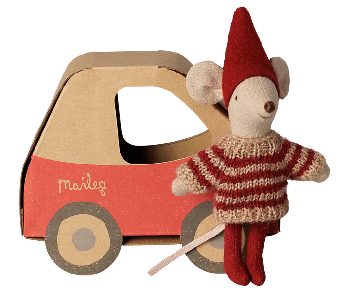 *Preorder* Maileg Christmas Mouse, Little Sister in Car Box (estimated arrival early November)