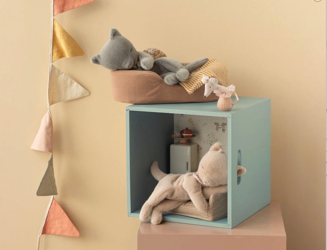 Sleeping Kitten Plush, Small - cream peach by Maileg