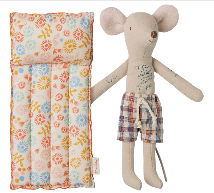 Maileg Beach Mouse with Air Mattress, Dad - Flower