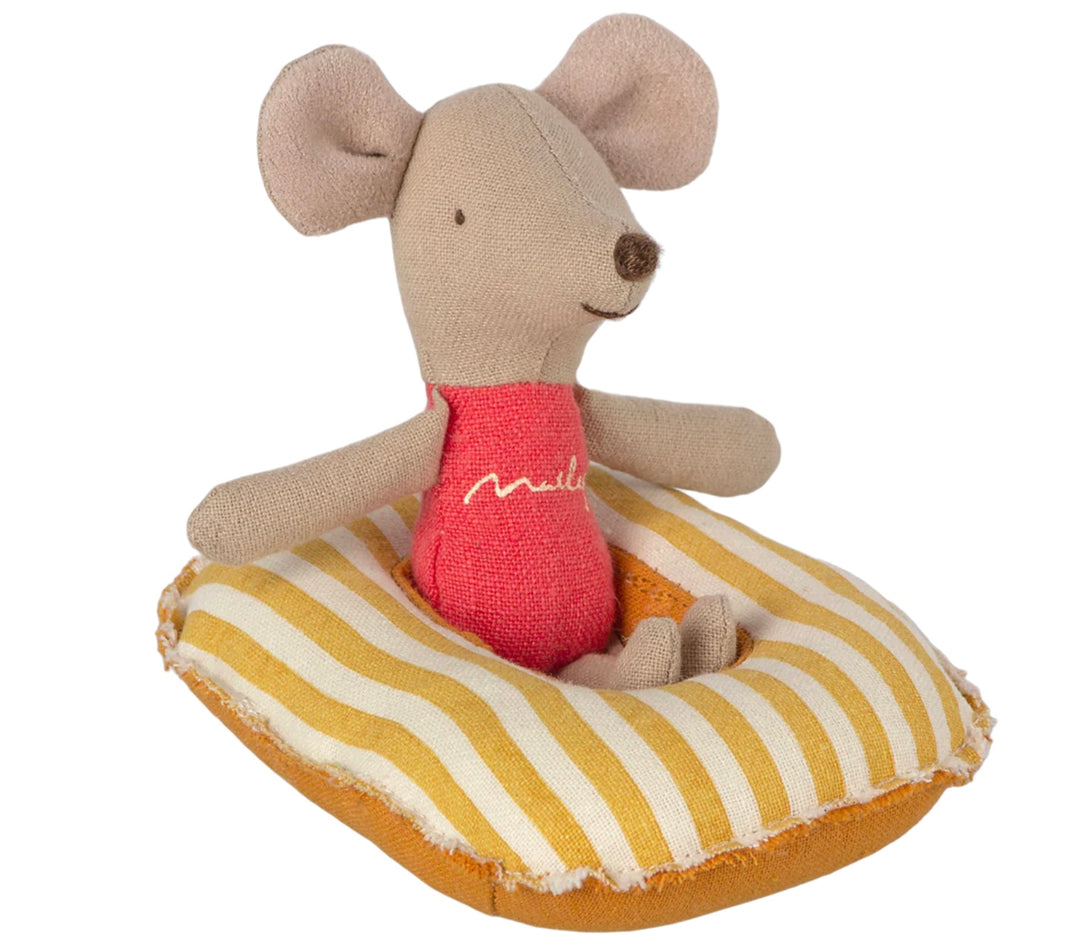 Maileg Rubber Boat, Small Mouse - Yellow Stripe