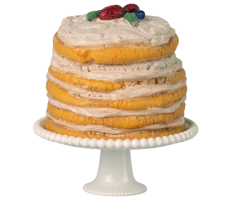 Maileg Party Cake and Cake Stand, Mouse - Off White