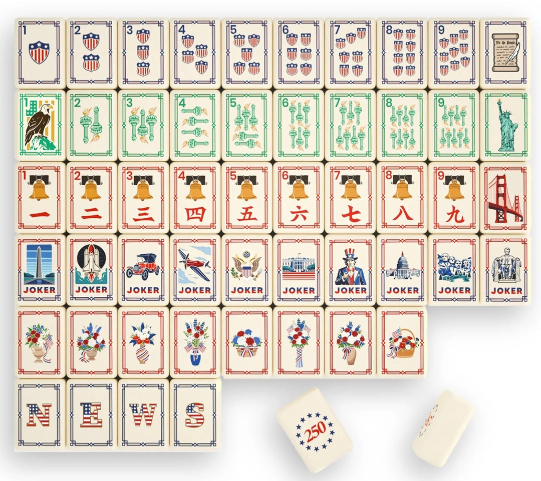 The American 250 Mahjong Tile Set by Rack It Mahjong
