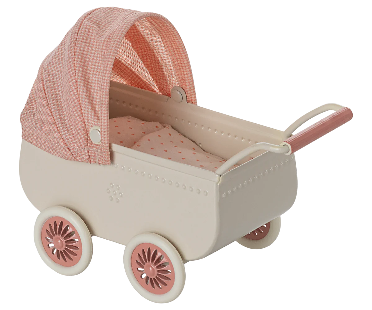 Maileg Pram for Mouse (Coral)