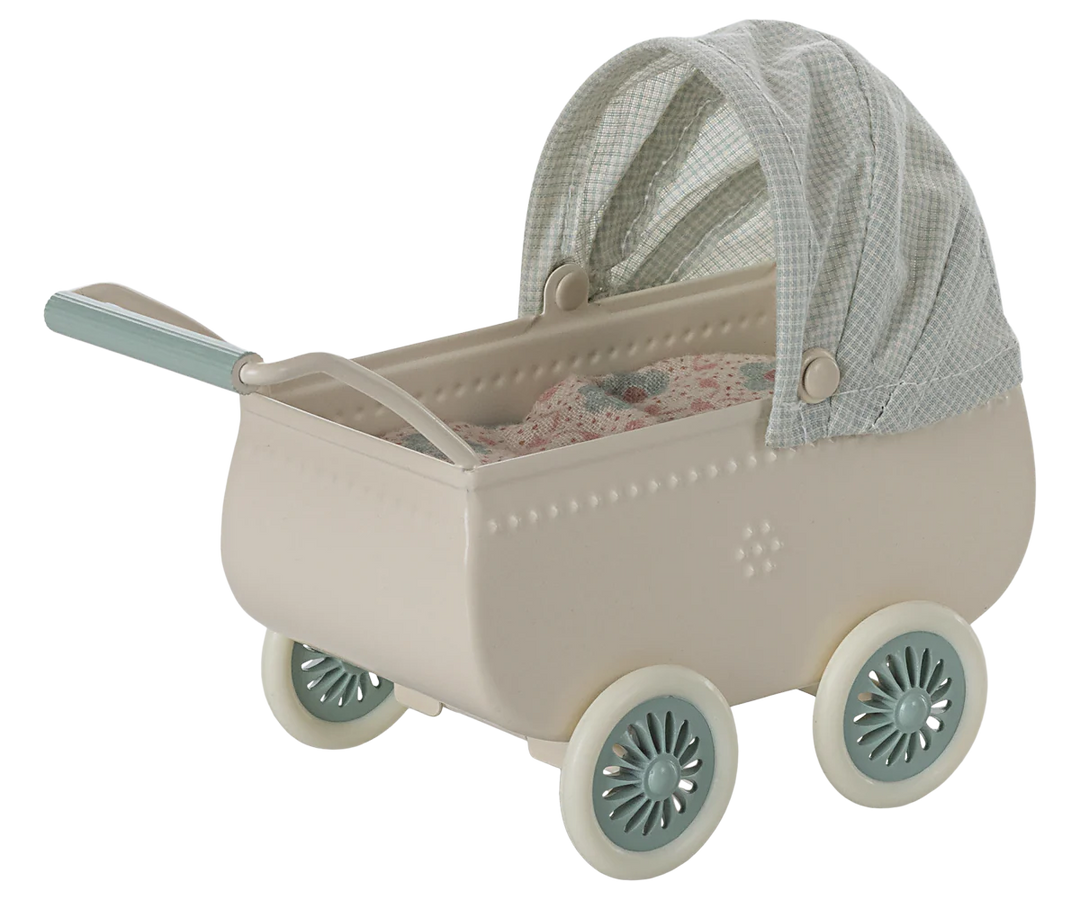 Maileg Pram with Baby Mouse (Mint)