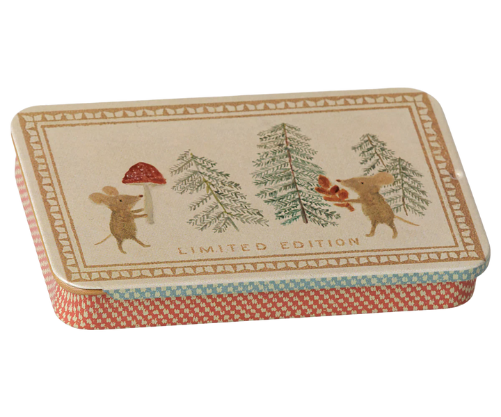 *Preorder* Maileg Metal Box with Sliding Lid - Christmas Mice (estimated arrival early October)
