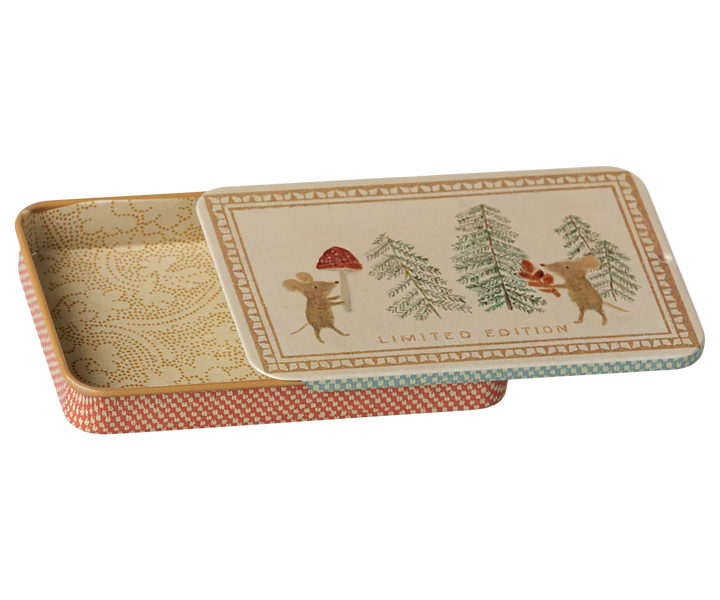 *Preorder* Maileg Metal Box with Sliding Lid - Christmas Mice (estimated arrival early October)