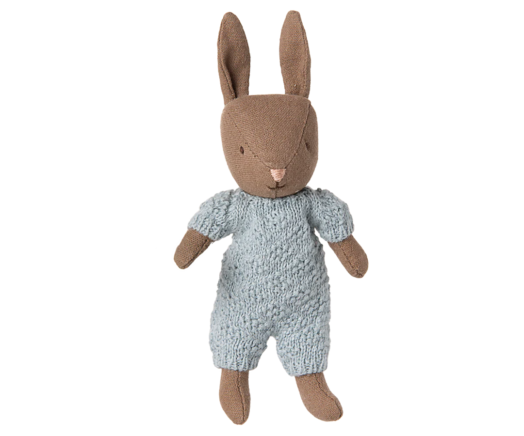 Rabbit, Micro - Brown - Blue Knitted Suit by Maileg