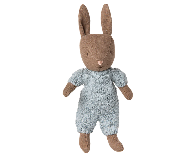 Rabbit, Micro - Brown - Blue Knitted Suit by Maileg