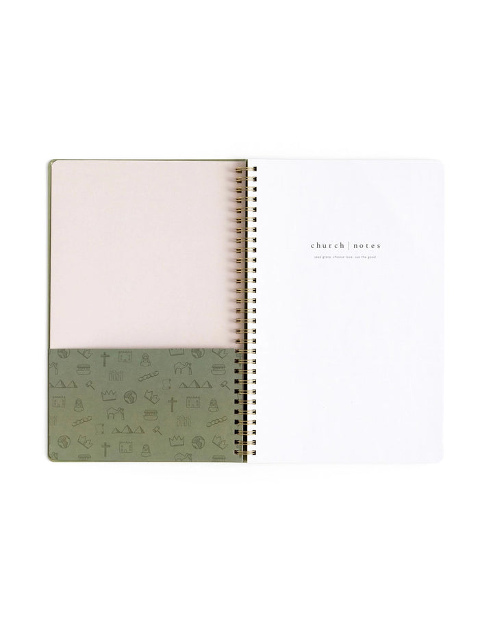 Church Notes Olive Notebook with Maps