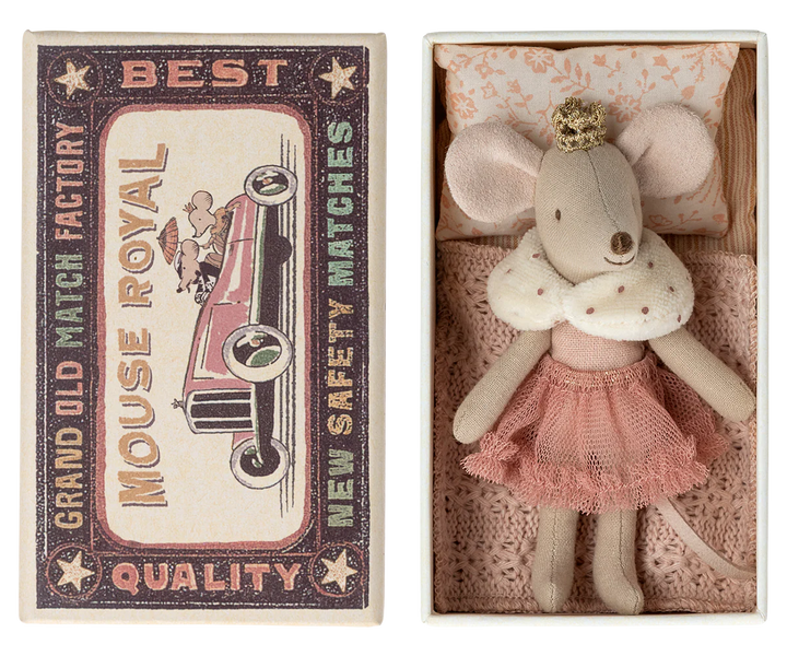 Maileg Princess Little Sister in Matchbox - Rose