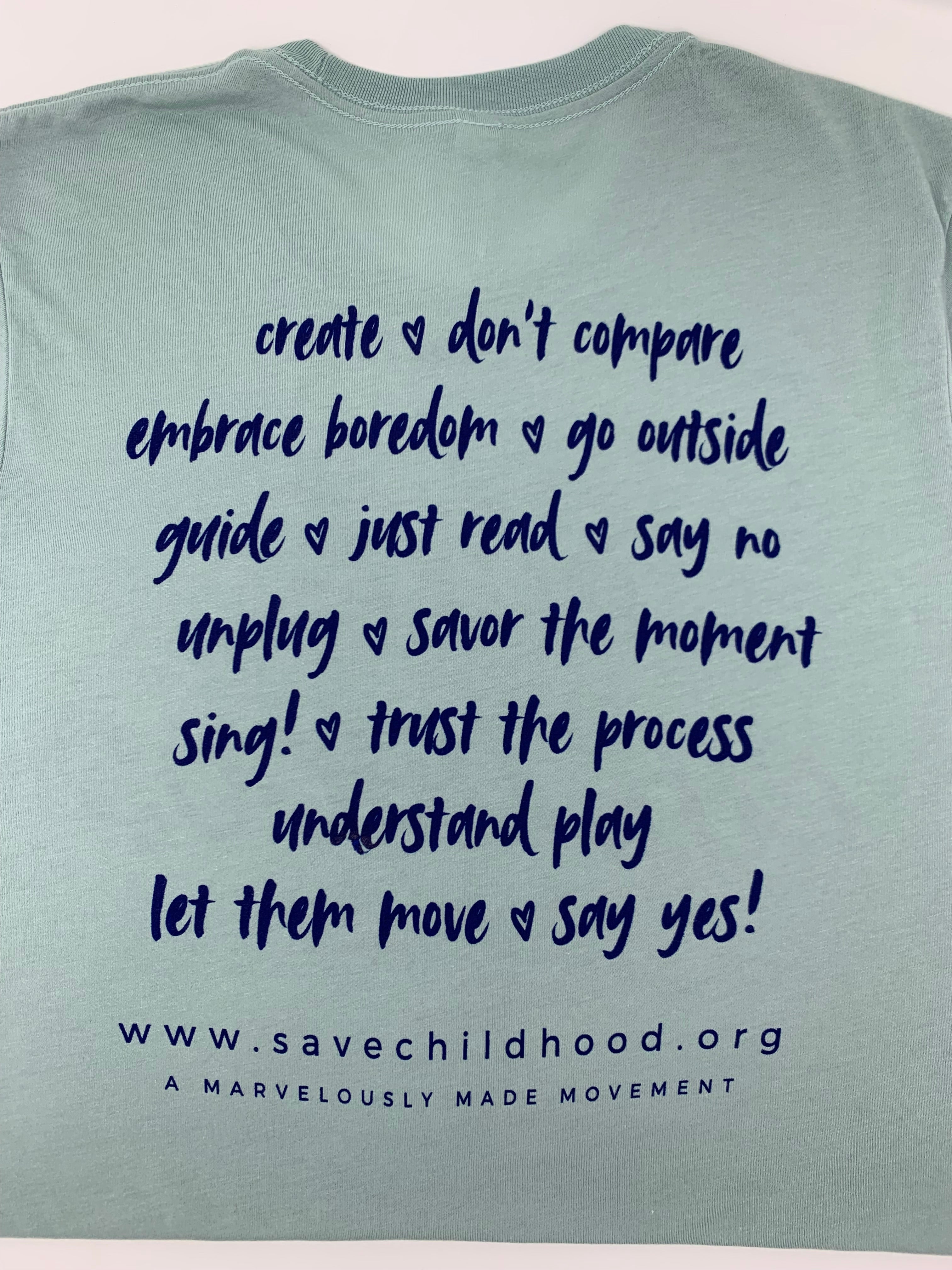 Save Childhood Shirt - ADULT (navy & dusty blue)