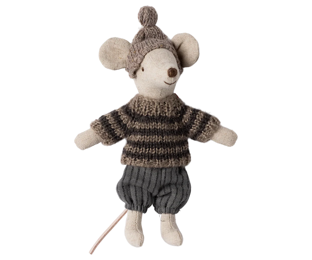 Winter Mouse with Ski Set, Big Brother - Grey by Maileg