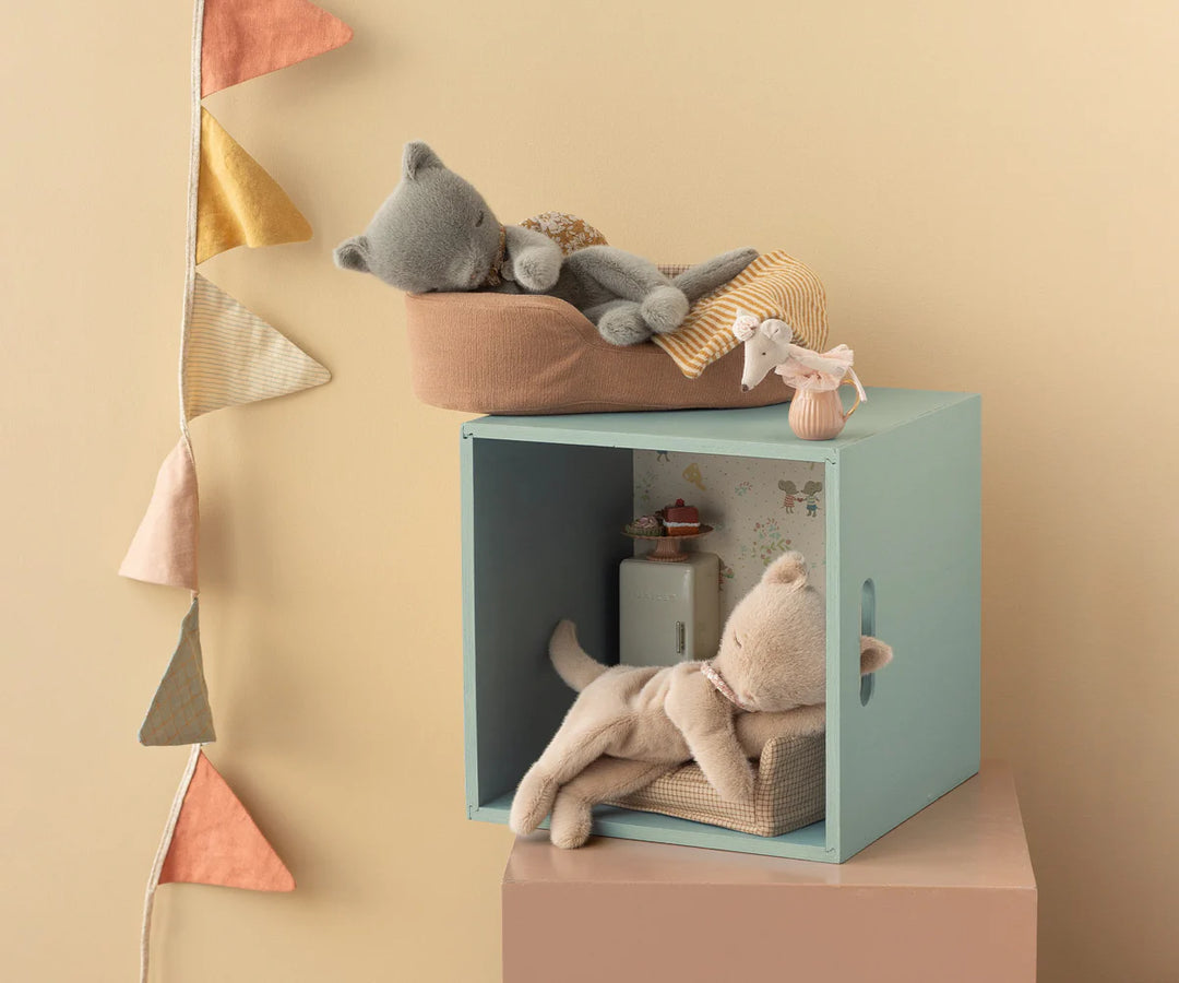 Sleeping Kitten Plush, Small - Grey by Maileg