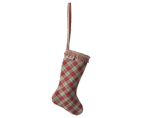 Maileg Fabric Ornament, Stocking - Red Checker