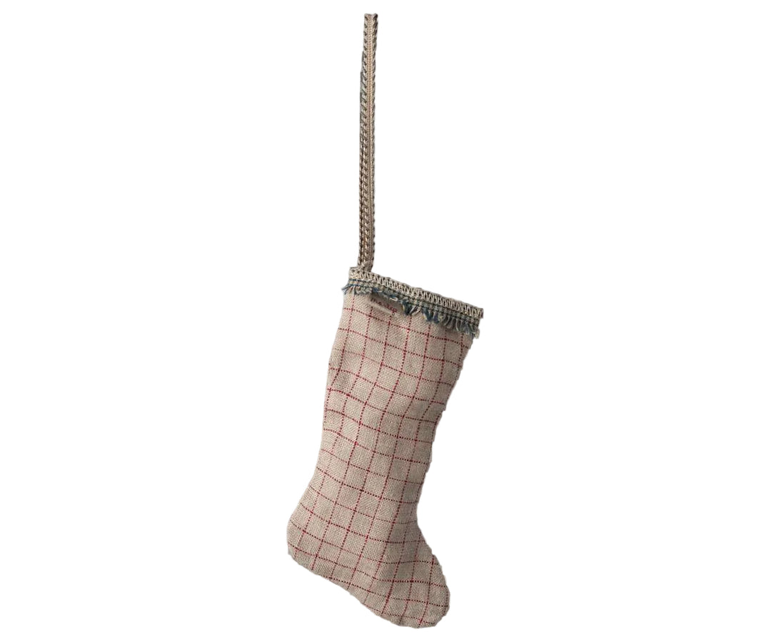 Maileg Fabric Ornament, Stocking - Sand Checker