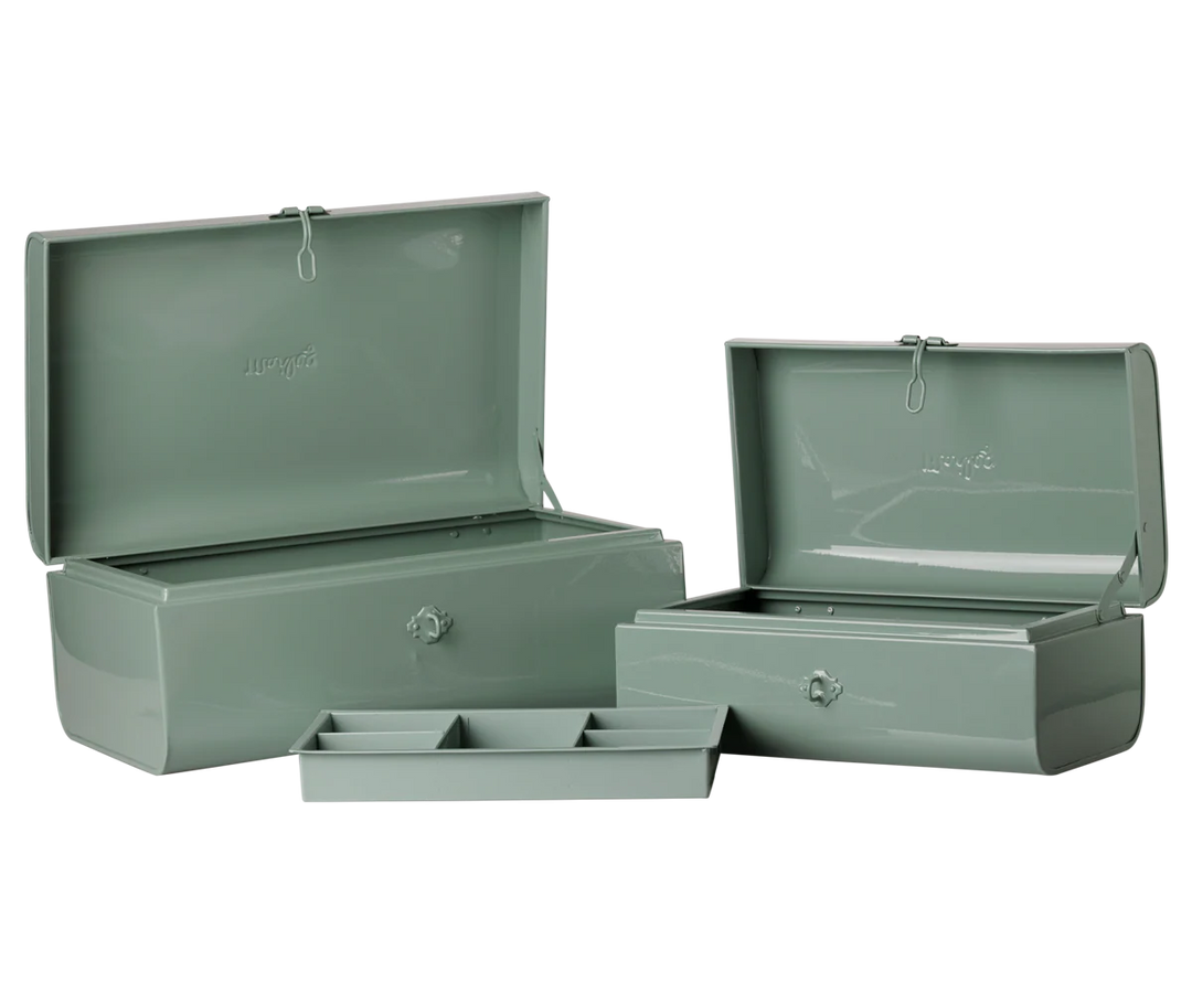 *Preorder* Maileg Storage Suitcase Set - Dark Mint/Dark Mint w Tray (estimated arrival early November)