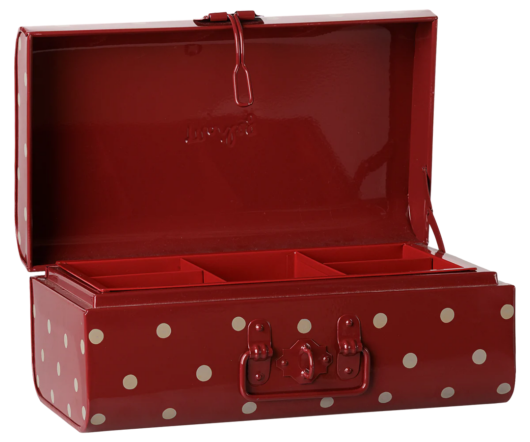 *Preorder* Maileg Storage Suitcase, Small - Dark Red w Tray (estimated arrival early November)