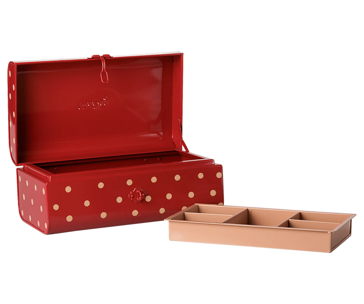 *Preorder* Maileg Storage Suitcase, Small - Red w Tray (estimated arrival early November)