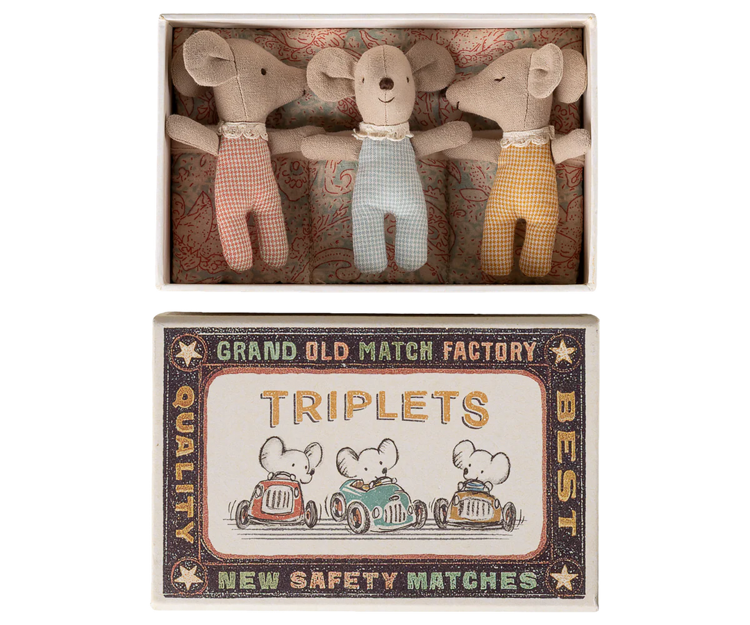 Triplets, Baby Mice in Matchbox - Checker by Maileg