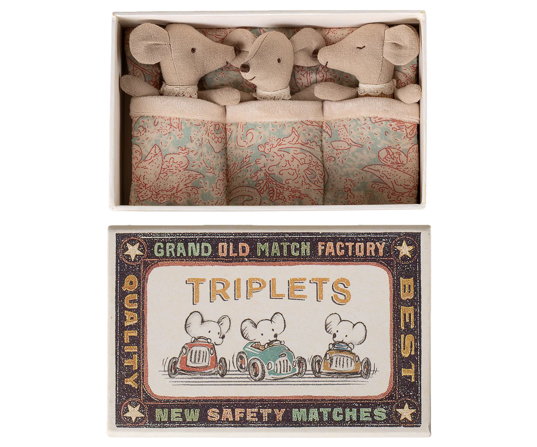 Triplets, Baby Mice in Matchbox - Checker by Maileg