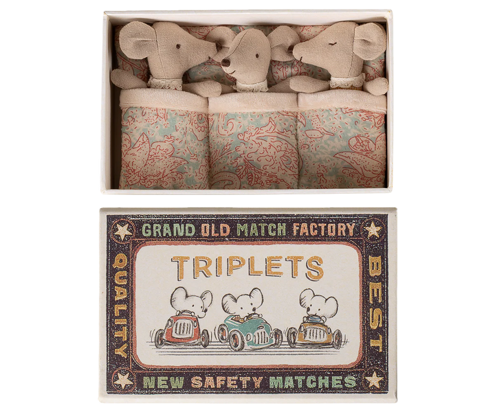 Triplets, Baby Mice in Matchbox - Checker by Maileg