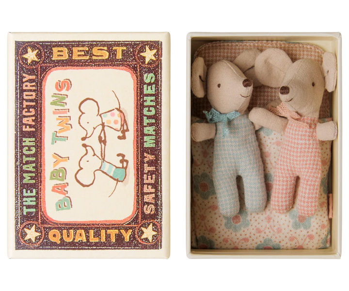Maileg Twins, Baby Mice in Matchbox - Checker