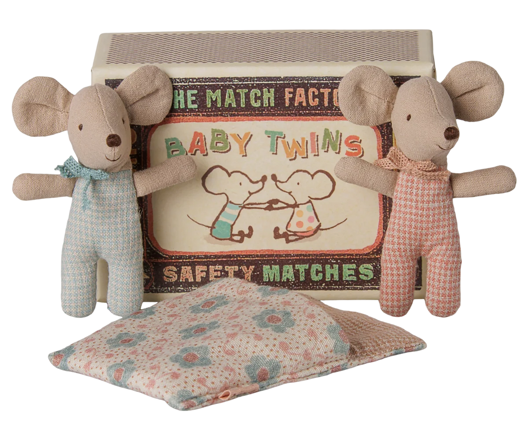 Maileg Twins, Baby Mice in Matchbox - Checker