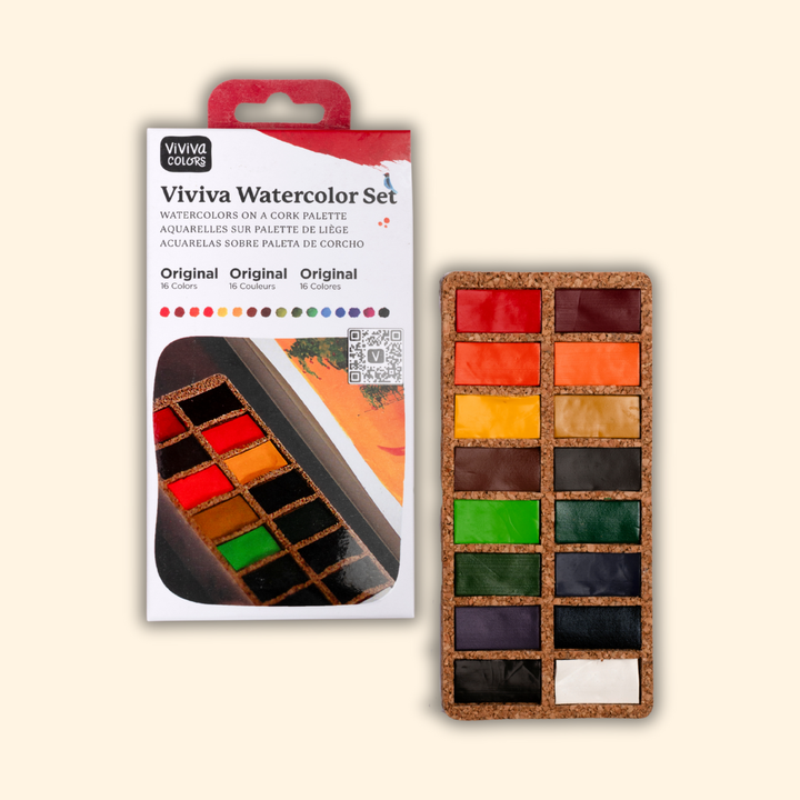 Original Watercolor Pans Set - 16 watercolors