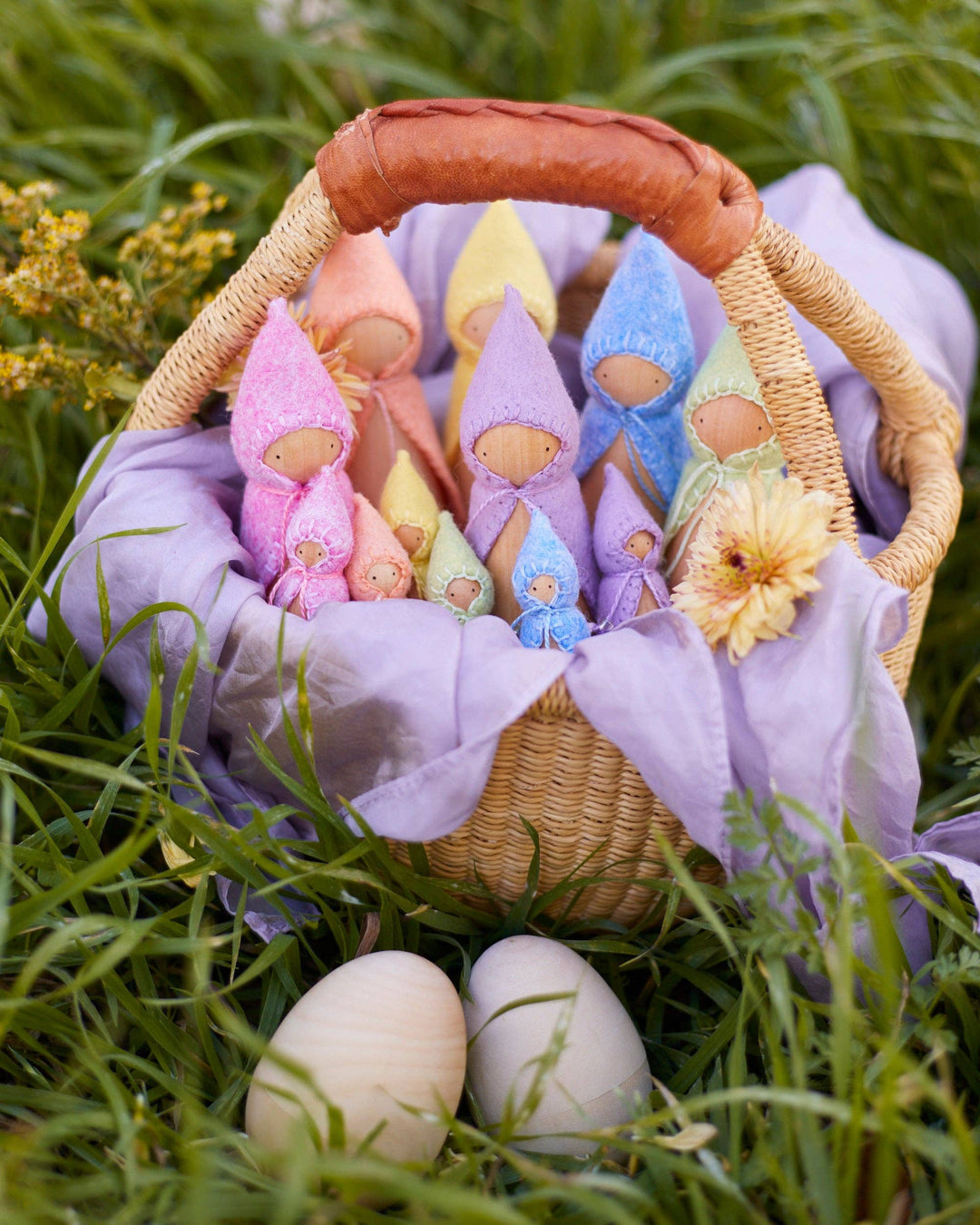 Wooden Gnome Set of 6 - Pastel Rainbow