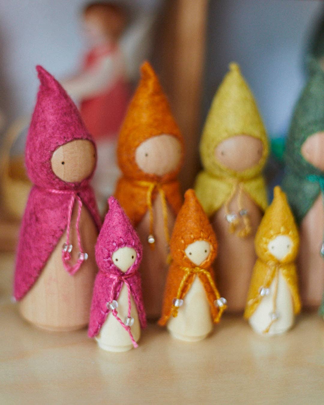 Wooden Gnome Set of 6 - Mini Rainbow