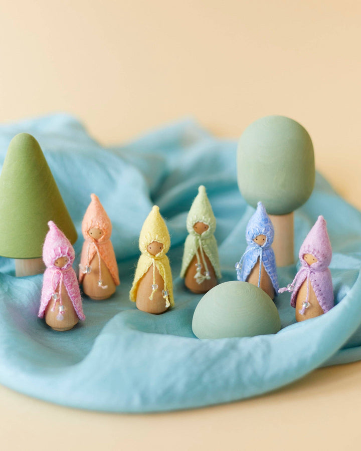 Wooden Gnome Set - Mini Pastel Rainbow