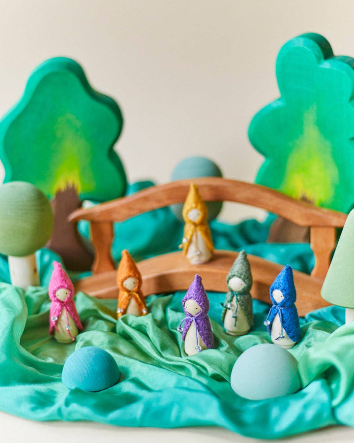 Wooden Gnome Set of 6 - Mini Rainbow