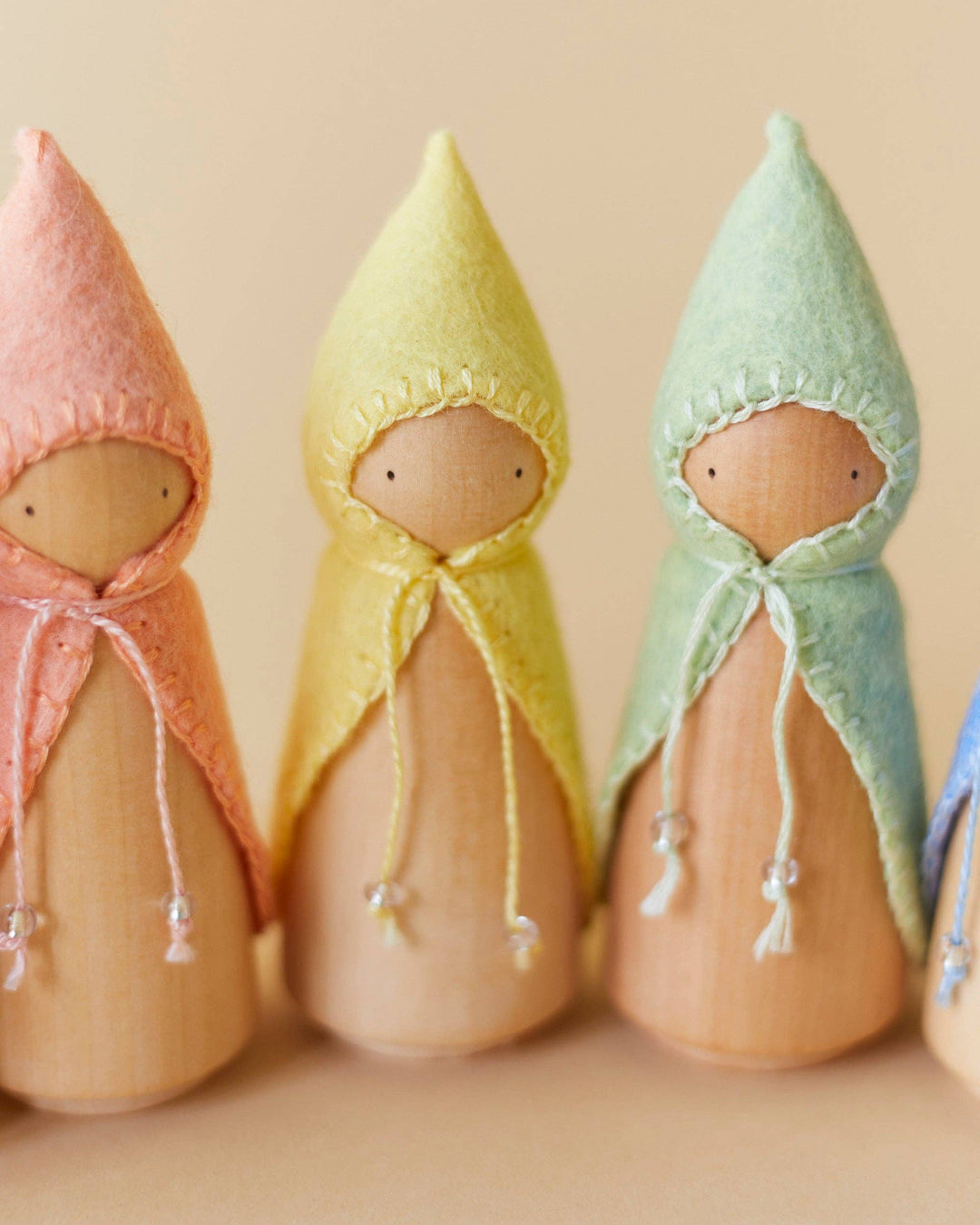 Wooden Gnome Set of 6 - Pastel Rainbow