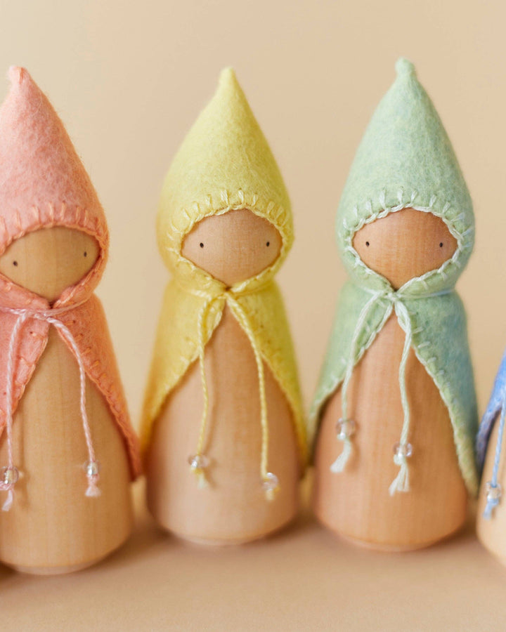 Wooden Gnome Set of 6 - Pastel Rainbow