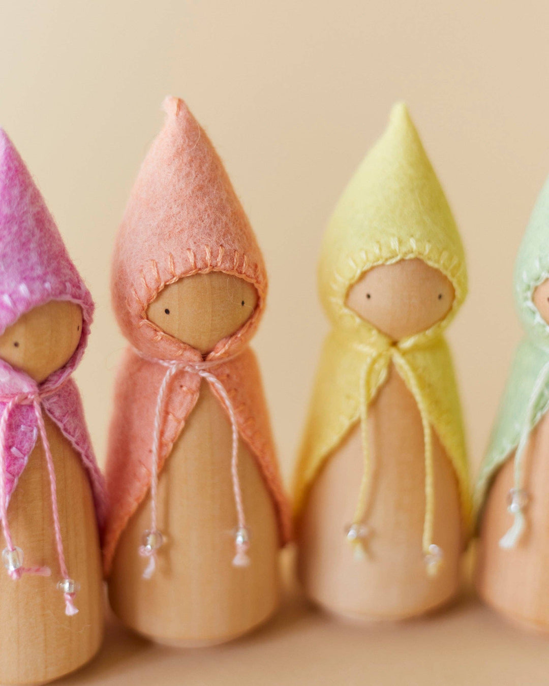 Wooden Gnome Set of 6 - Pastel Rainbow
